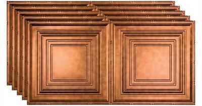 Fasade FASÄDE Traditional Style 3 Decorative Vinyl 2ft x 4ft Glue Up Ceiling Panel in Antique Bronze (5 Pack)