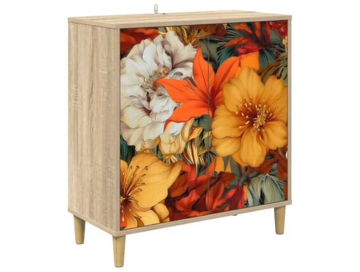 GHVBNMF Sideboard GENNEP Kommode Sonoma 69x33x75cm Holzwerkstoff Kompakter Beistellschrank mit 2 Türen für Flur und Esszimmer, erhöhtes Fußdesign schützt vor Bodenfeuchtigkeit.