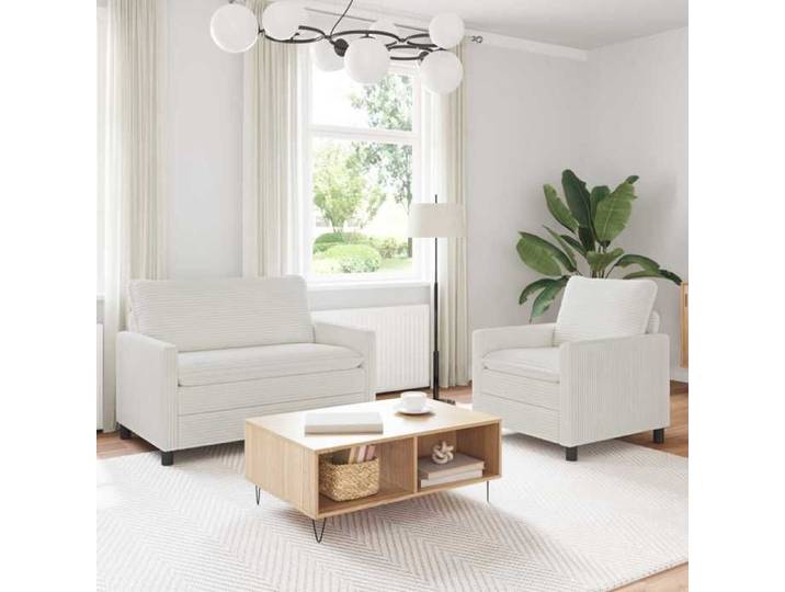 Ensemble de Canapés 2 pc Crème Polyester 3417054