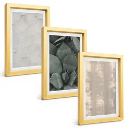BILDER SET 3er Set - 20x30 cm Goldrahmen - Sommerliche tropische Texturen