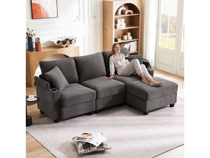 Canapé - Rangement idéal pour la maison montage facile design élégant - Gris - Pour Salon - Référence 624..
