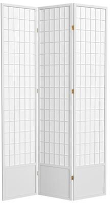 Red Lantern 7 ft. Tall Window Pane Shoji Screen - White - 3 Panels