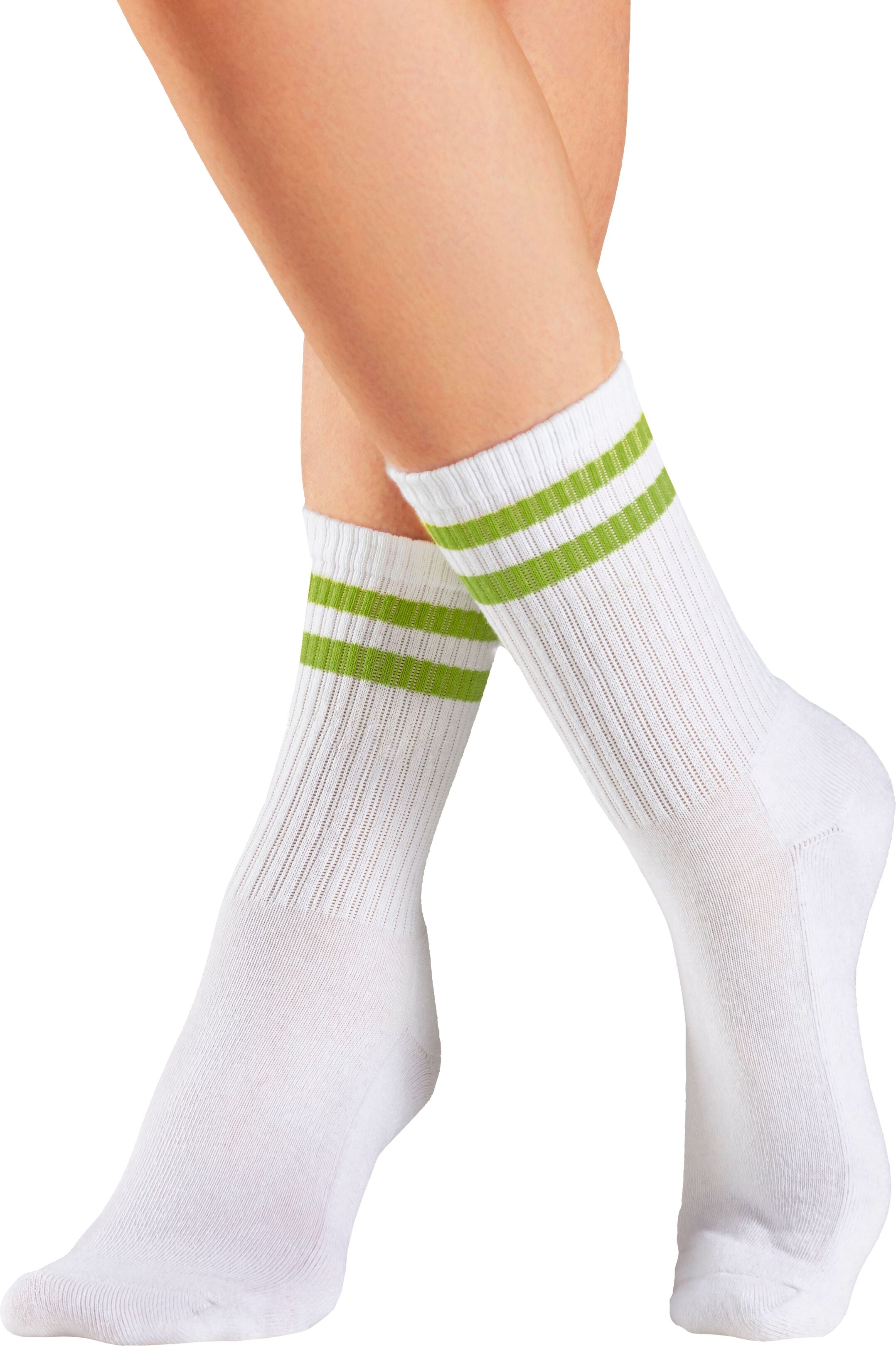 Tennissocken LASCANA, Damen, Gr. 35-38, Sockengröße, weiß (3x weiß), Baumwollmischung, unifarben, elastisch, Socken Tennissocken, mit farbigen Ringeln am Bündchen