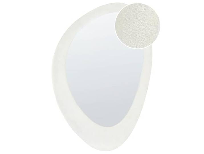Beliani Wandspiegel mit breitem Rahmen Samt weiß oval unförmig 90x60 cm modern Audes