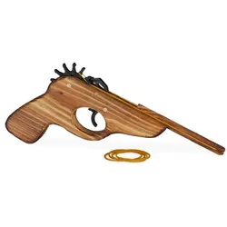 Relaxdays 9 x Gummiband Pistole aus Holz Hellbraun,Schwarz