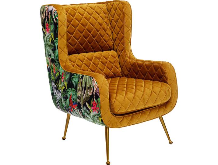 Kare-Design Designsessel, Grün, Orange, Mehrfarbig, Metall, Blätter, 75x102x89 cm, Wohnzimmer, Sessel, Sonstige Sessel