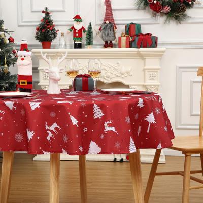 Garvee Christmas Tablecloth, Deer, Pine Trees & Snowflakes Design, Waterproof Holiday Dining Decor