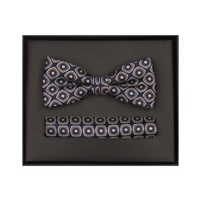 Fliege VENTI "VENTI Set aus Fliege und Einstecktuch gemustert", Herren, braun, 100% Seide, Fliegen