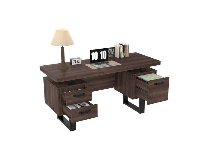 Fine Life Pro Kinderschreibtisch Einfacher Büroschreibtisch 135x54cm Braun mit Schubladen
