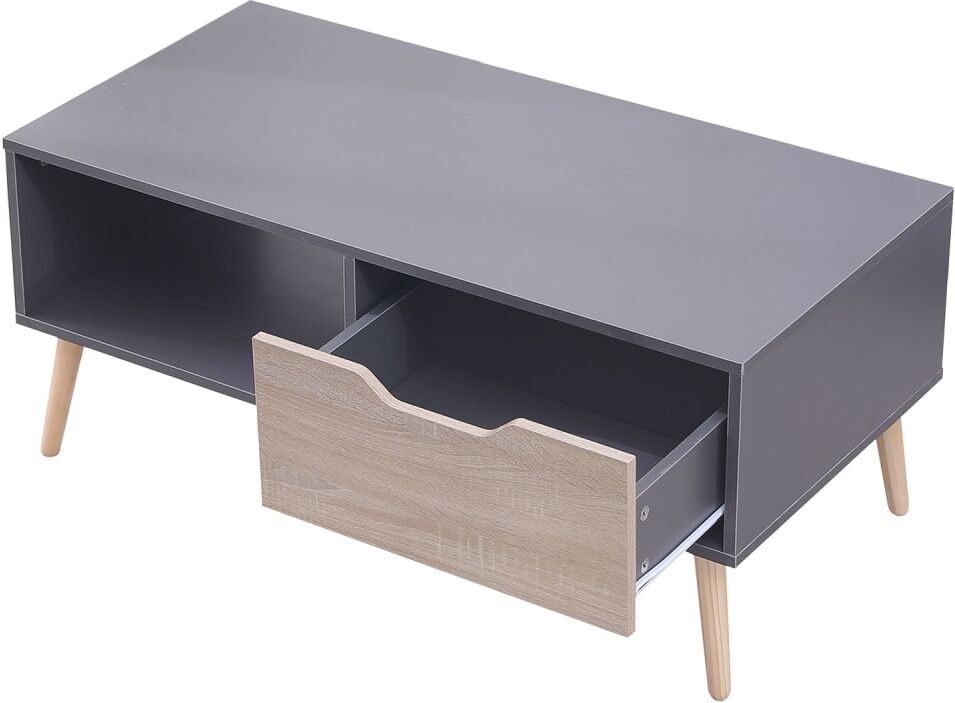 Happy Garden Table basse style scandinave grise avec tiroir Gris 100x43x50cm