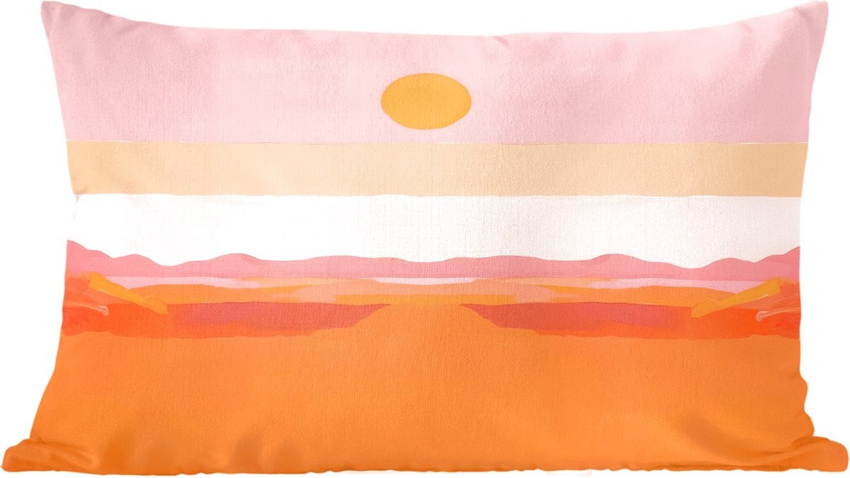 PillowMonkey Sierenkussen Abstract Landschap Zon - Oranje - 60 x 40 cm