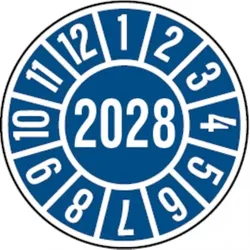Dreifke® Prüfplakette blau/weiß 2028 - 35 mm Folie selbstklebend, 10 St