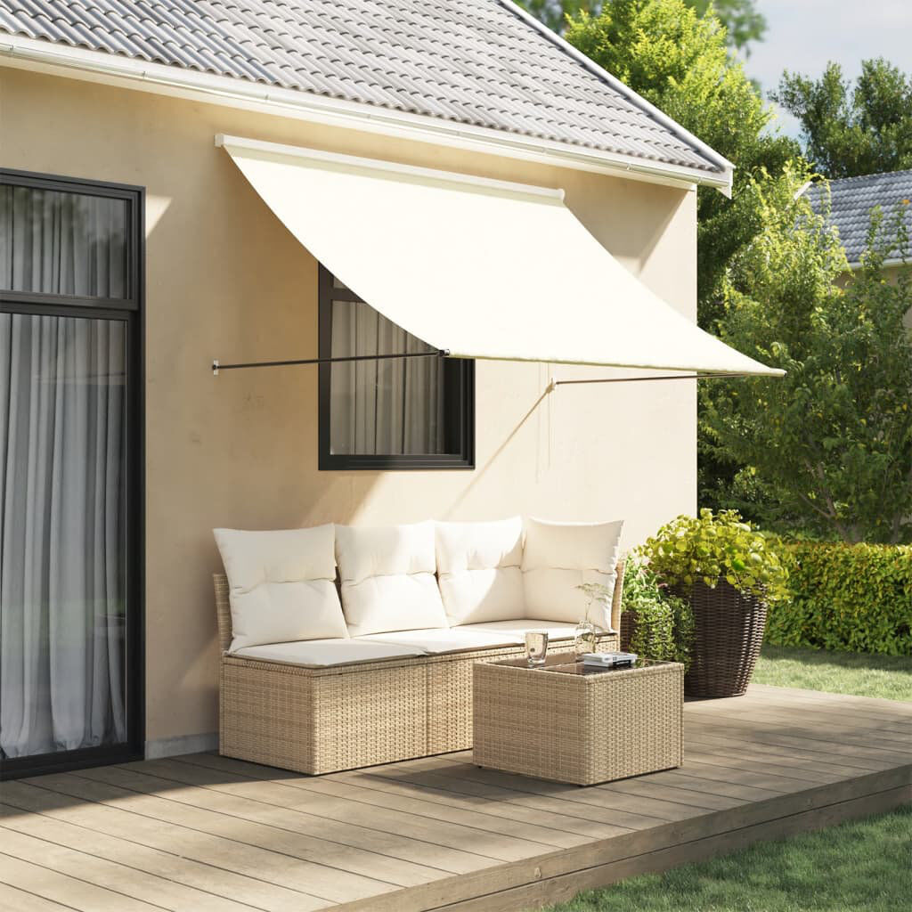 Latitude Run Polyester Cover Retractable Patio Awning Cream 200cm W x 150cm D