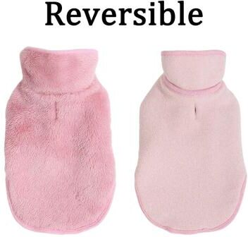 Uplift Picks Reversible Fleece Cat Jacket Adjustable High Neck Winter Coat For Sphynx Kittens pink l