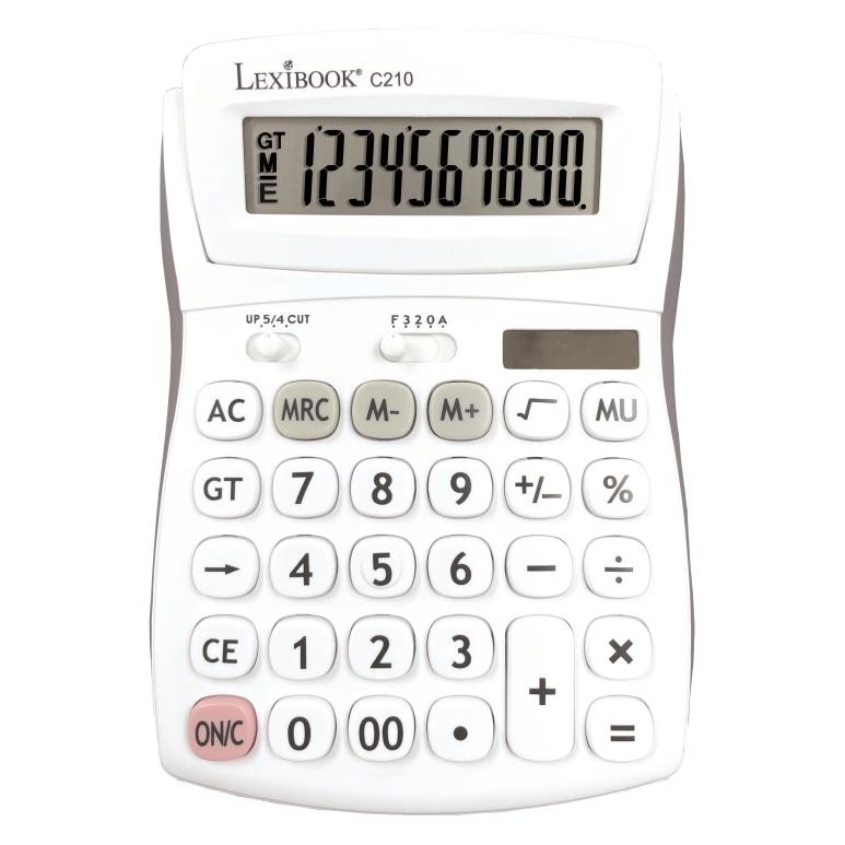 Lexibook Taschenrechner mit einstellbarem Bildschirmwinkel und gummierter Oberfläche - 10 Stellig (Batteriebetrieb) (22925562)