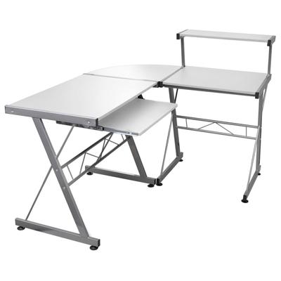 Helloshop26 - Eckschreibtisch Computerarbeitsplatz Schreibtisch für Computerarbeit 132 x 112 x 99 cm weißes Holzwerkstoff 02_0023730