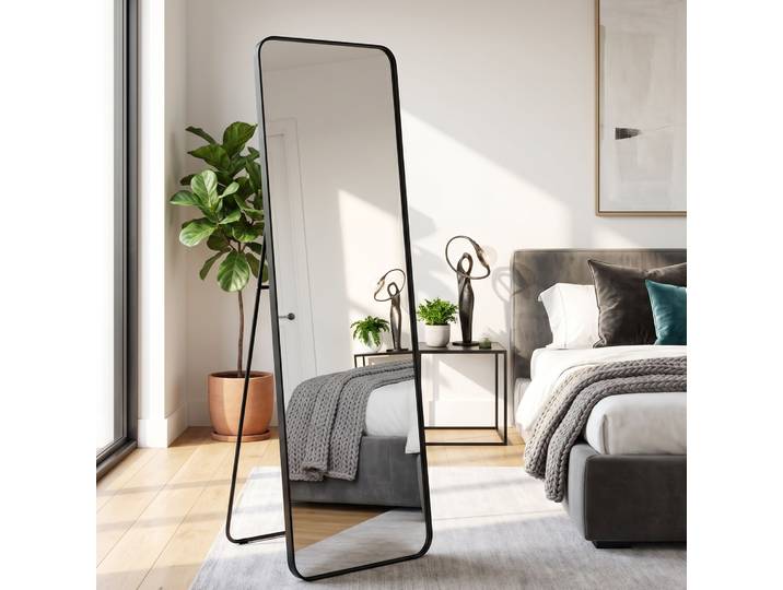Spiegel GOODPRODUCT Standspiegel Addrik, wahlweise in 2 Grössen 150x40cm oder 160x50cm , schwarz, B:40cm H:150cm T:2,7cm, Glas, Spiegel, Spiegel, Ganzkörperspiegel mit Sicherheitsglas, in verschiedenen Farben