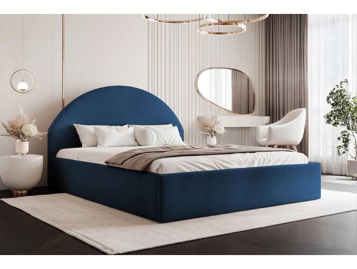 Compleo Polsterbett Designer Polterbett CLARA, mit Stauraum, Glamour-Bett, Elegant, Bett mit halbrückigem Kopfteil, Elegant design