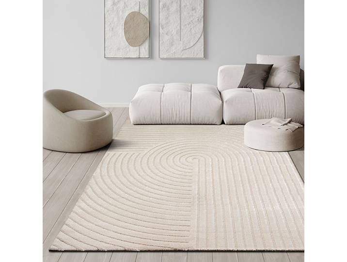 Tapis Salon - The Carpet - Knight - Velours Doux - Effet 3D - Détails Brillants - Beige - 140x200 cm