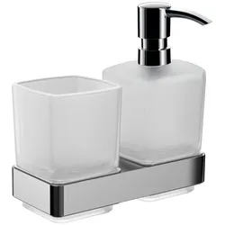 emco loft Glashalter und Flüssigseifenspender, Wandmodell, 053100100, Farbe: Chrom