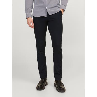 Chinos JACK & JONES "JPSTMARCO – Chinos mit Stretch für optimale Passform, Slim Fit", Herren, Gr. 28, Länge 32, schwarz, Web, Obermaterial: 68% Polyester, 29% Viskose, 3% Elasthan, unifarben, slim fit normal, Hosen, unifarben, modisch, slim fit, Web