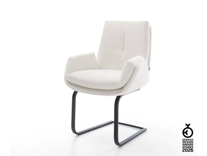 Freischwinger Clea-Flex Bouclé Creme-Weiß Freischwinger flach Schwarz, Esszimmerstühle