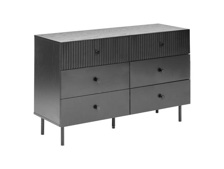 KOMMODE mit 6 Schubladen Schwarz Coventry
