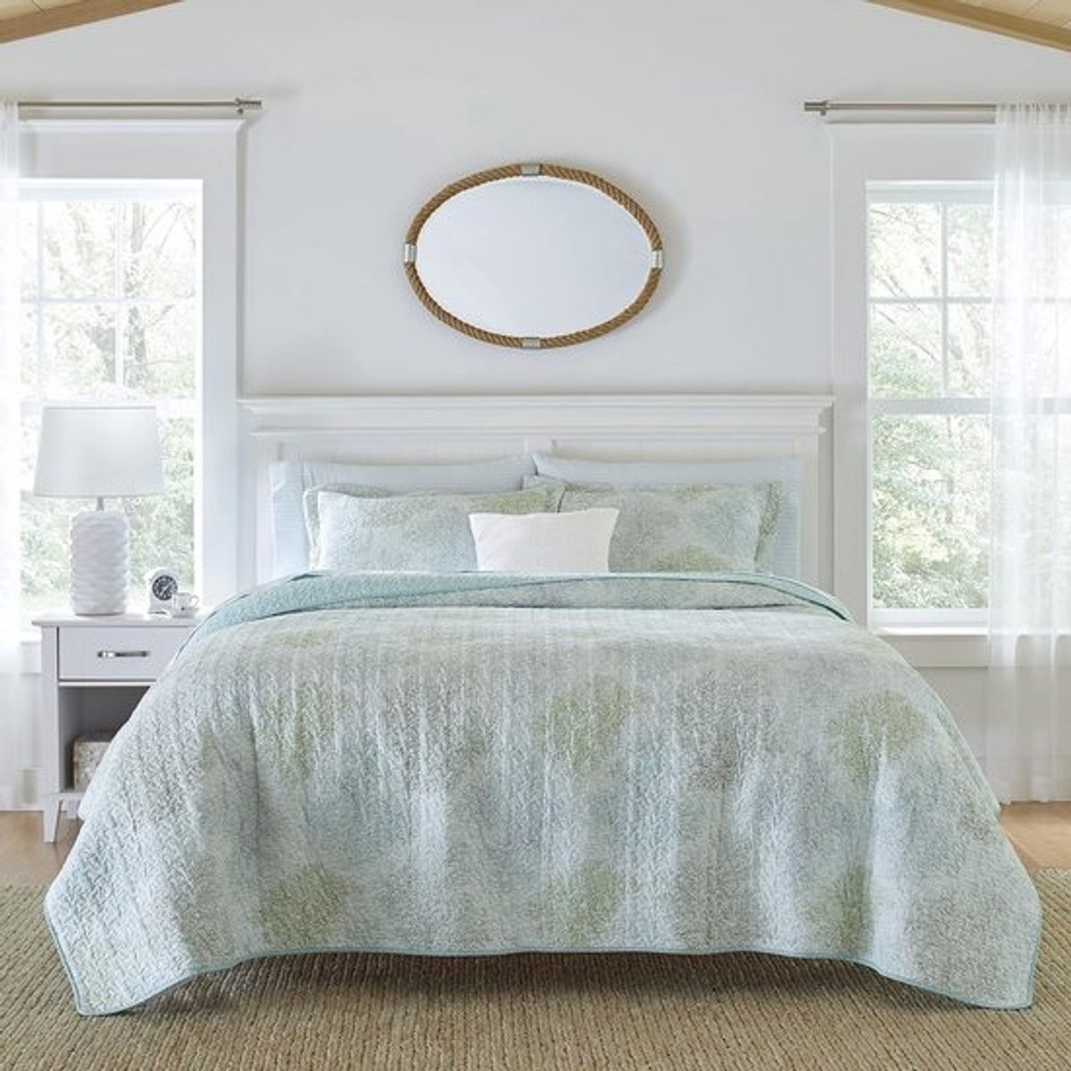 Omkeerbare katoenen quilt set met kussenslopen voor een zachte uitstraling