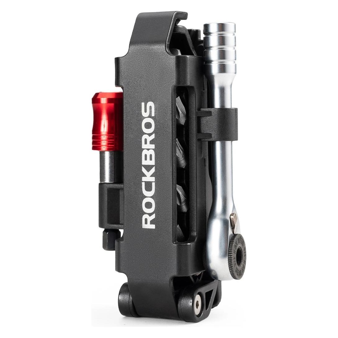 Rockbros Zestaw narzędzi rowerowych multitool z kluczem grzechotkowym i łyżkami do opon - czarny (5907769386220)