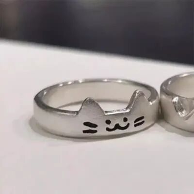 Multisell Products Hub Romantic Couple Rings Set, Adjustable Couple Rings, Promise Jewelry Gift For Him And Her cat