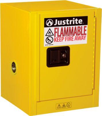 Justrite FM-Sicherheitsschrank Countertop Sure-Grip® EX, für entzündbare Flüssigkeiten, bis 15 Liter, manuell schließende Tür, gelb