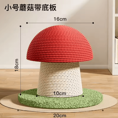 Inspire Picks Garden Guard Mushroom & Carrot Cat Scratching Post With Hemp Rope red