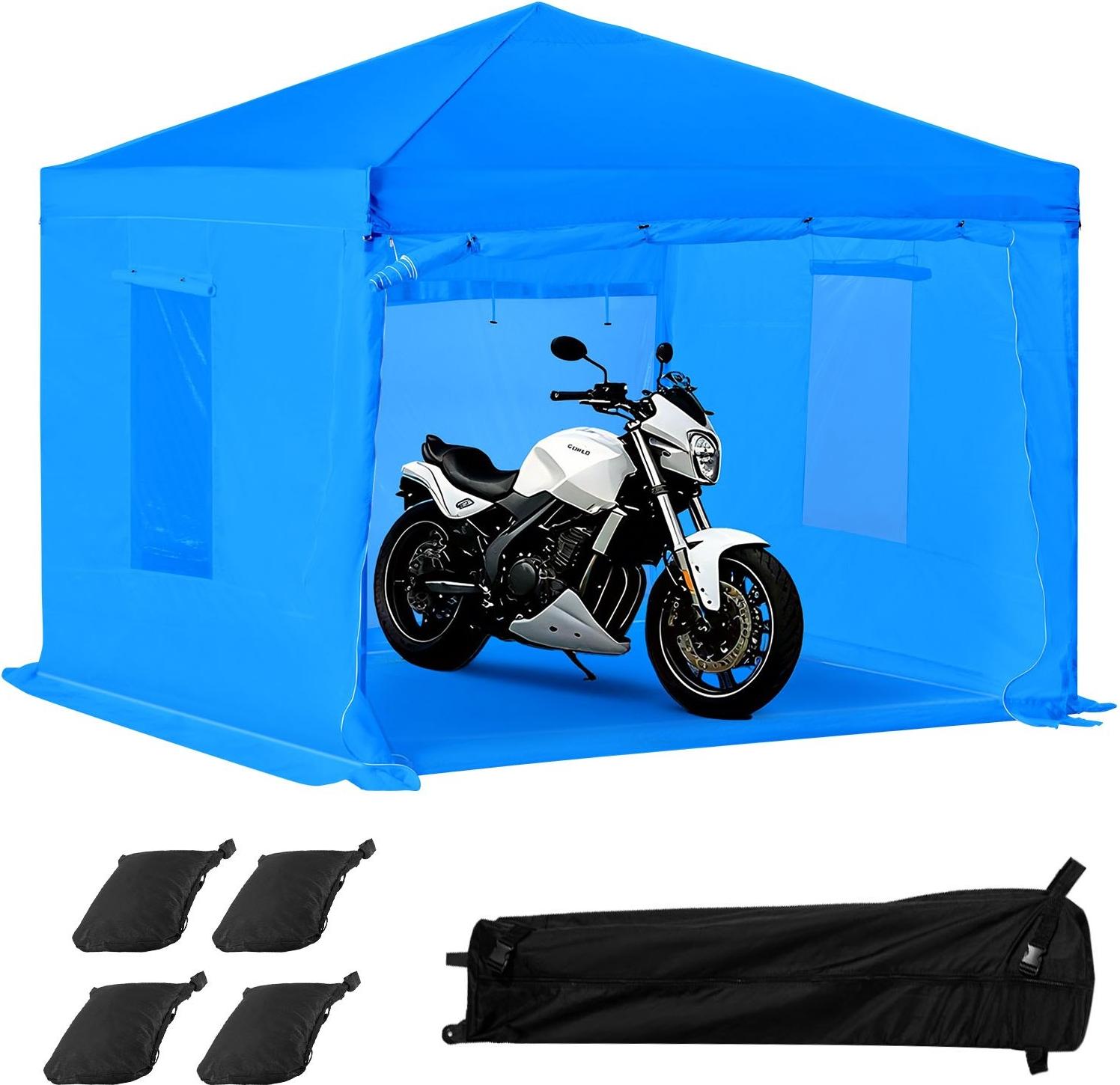 Lackierzelt - Sprühkabine/Farbkabine 293 x 293 x 181 cm - Wasserdicht, Tragbar & Faltbar - 2 Netz-Seitenfenster - Für Auto, Möbel, Motorrad - Sprühschutz - Blau