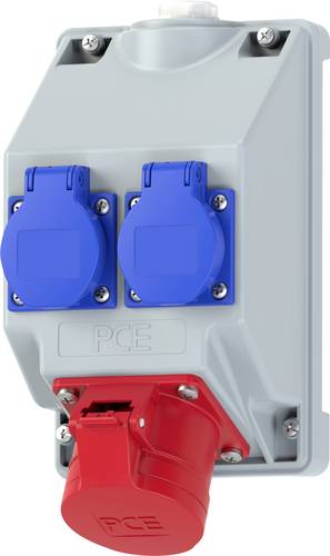 PC Electric 16081542 Steckdosen-Verteiler Grau, Blau, Rot