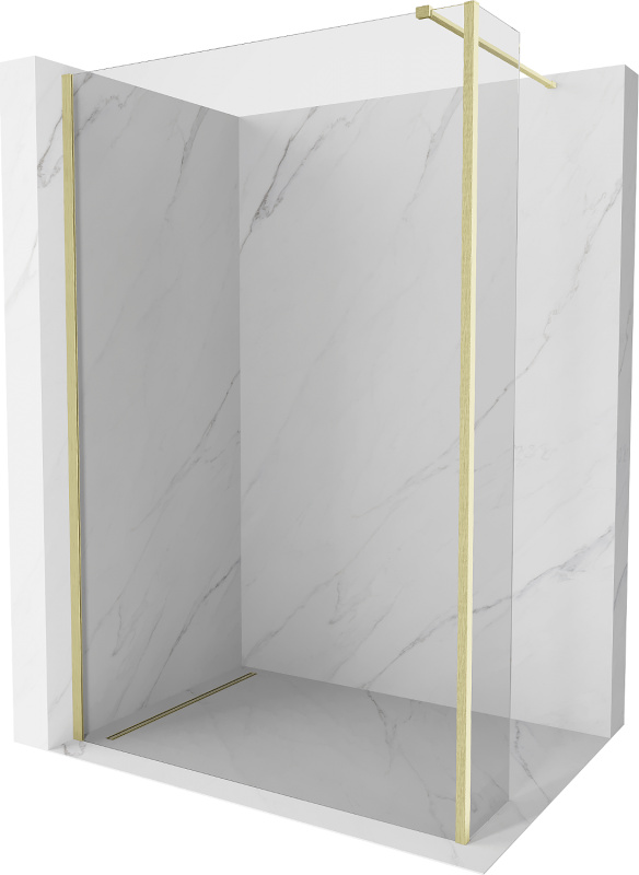 Mexen Kioto Duschwand 155x30 cm, Transparent, Gold gebürstet