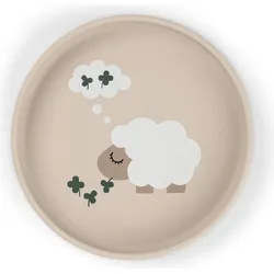 Stick&Stay Tiny Farm Kinderteller mit Saugnapf 18 cm, sand
