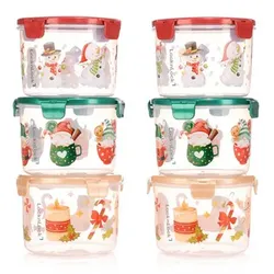 LocknLock 6 Frischhaltedosen rund mit Weihnachtsmotiven je 1,3L Volumen