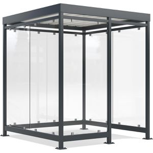 WSM Personenunterstand Köln K2 c/b, anthrazit, aus Metall, 3 Wände + Windfang aus Glas, 217 x 217cm (B/T), für 4 Personen
