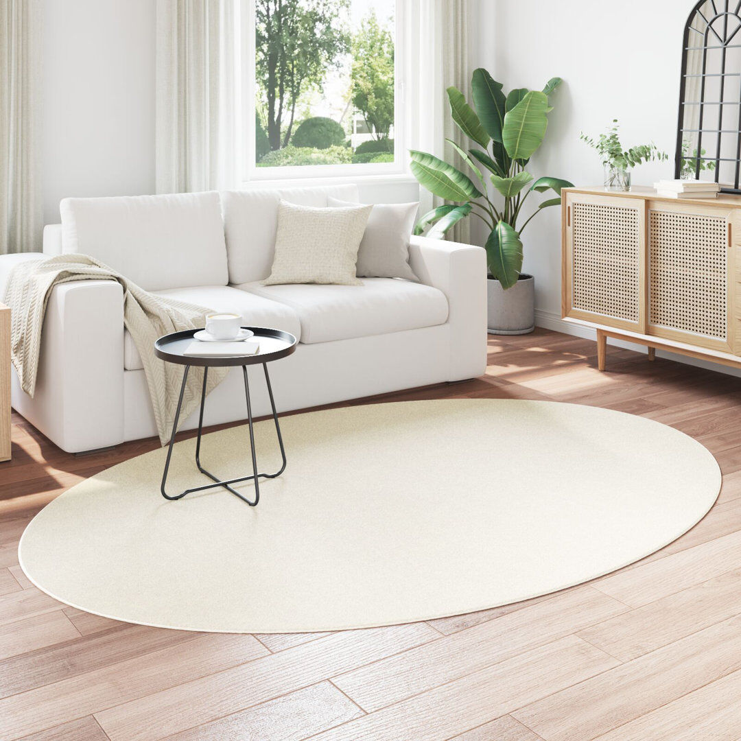 Latitude Run Rugs Cream Area Rug Wool Oval 160 x 230 cm
