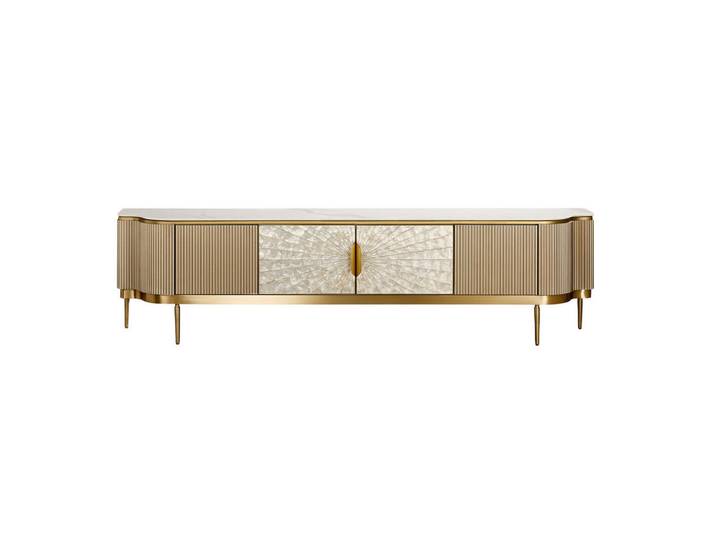 Kawola Lowboard Leola Cremeweiß Holz, Metall, Echtholz, Rechteckig, 200x200 cm, Schlafzimmer, Betten, Polsterbetten