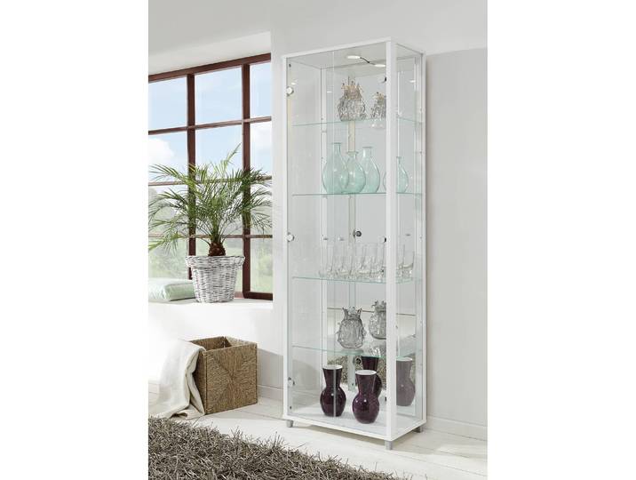 Vitrinenschrank Exhibit II 58 x 172 x 33cm Weiß/Weiß