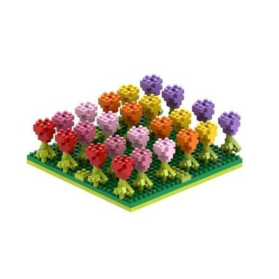 BRIXIES 200142 - Tulpenfeld, 3D Konstruktionsbausatz aus Ministeinen, 381 Teile