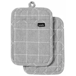 ladelle Topflappen Eco Check 2tlg. Baumwolle Grau