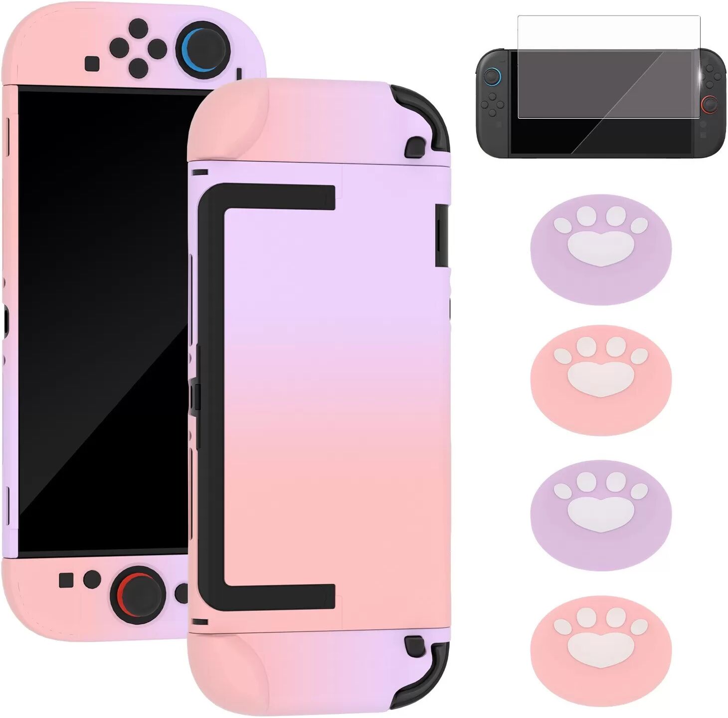 INF Ensemble de protection pour Nintendo Switch 2 - Coque en silicone dégradé et PC avec capuchons de boutons et protecteur