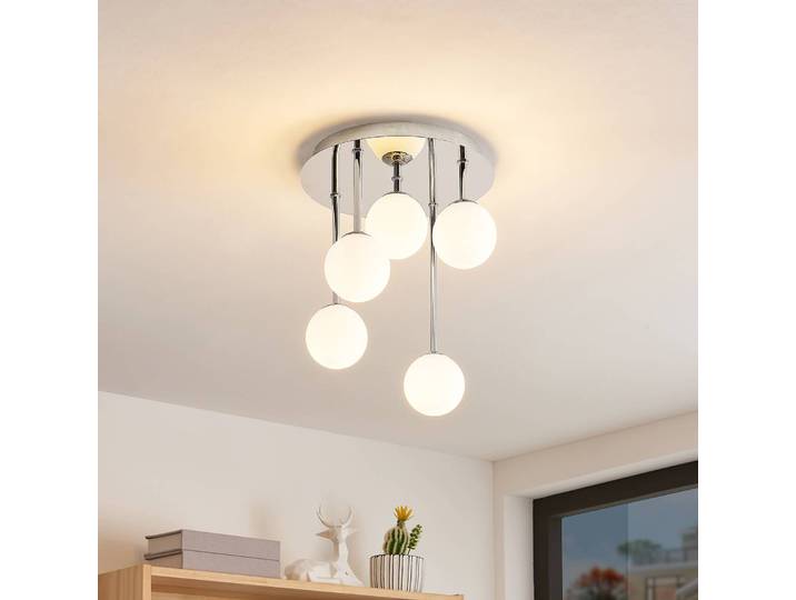 Deckenlampe Chrissy Lindby, dimmbar, chrom / silber, für Wohn- / Esszimmer, Metall, Modern, Deckenlampe