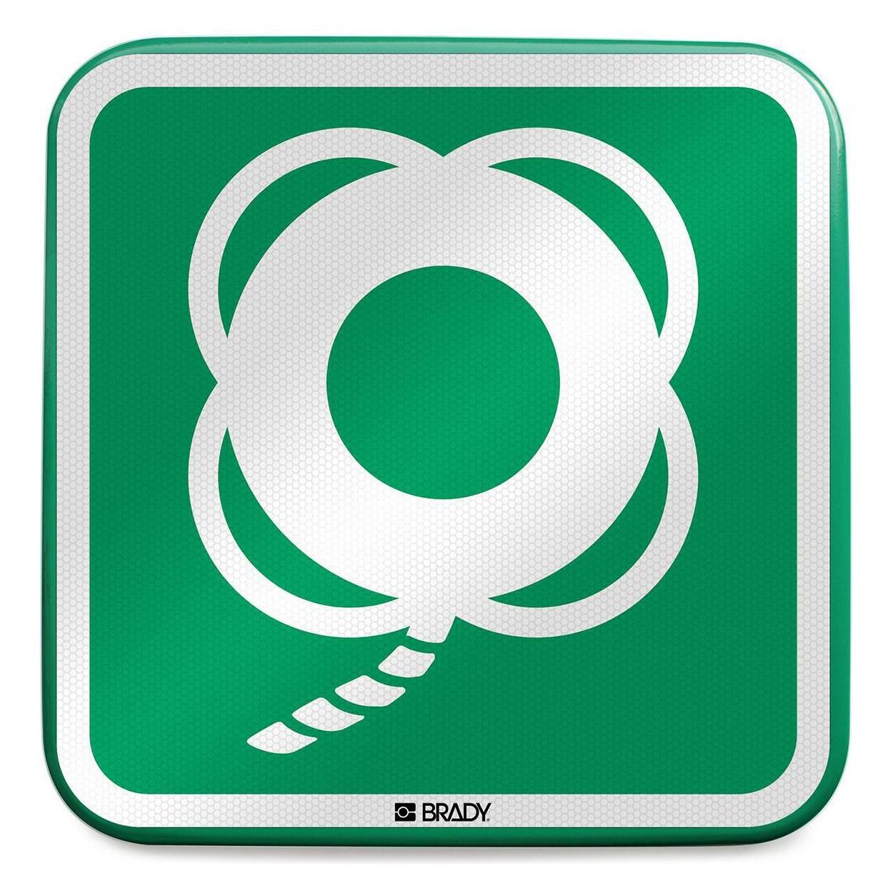 Brady E/E041//RFLBD-400X400-1, ISO Sicherheitsschild - Rettungsring mit Leine, Aluminium laminiert (E/E041//RFLBD-400X400-1)