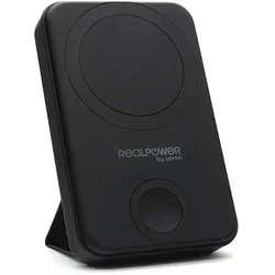 RealPower 444408 Powerbank 10000 mAh Kabelloses Aufladen Schwarz
