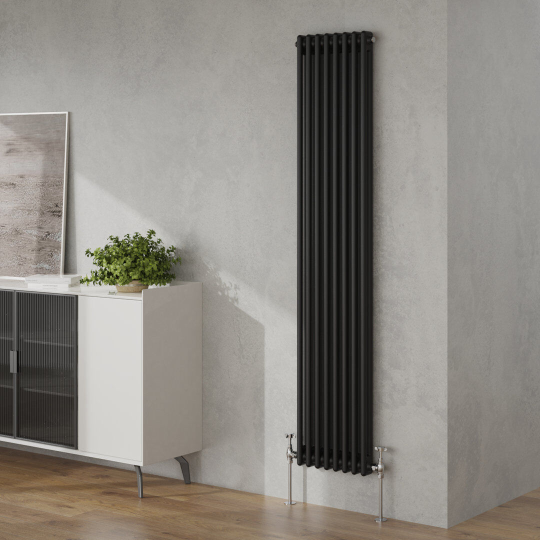 Belfry Heating Brunner Vertical Traditional Column Radiator Black 1800mm H x380mm W x 70mm D