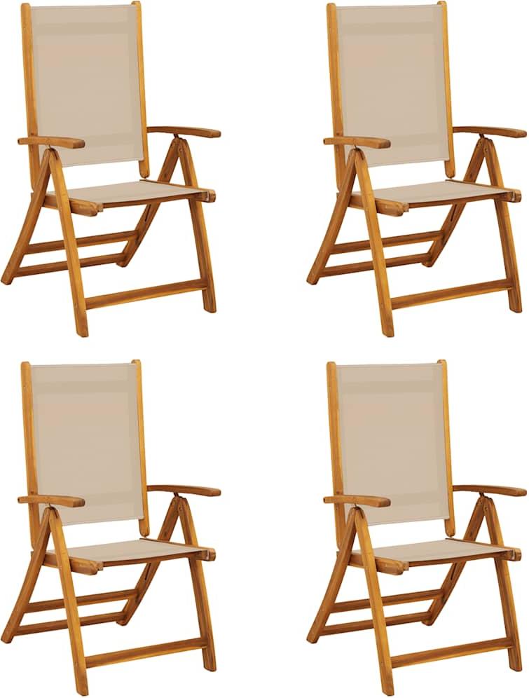vidaXL Klappstühle, 4 Stück, Massivholz Akazie und Textilene