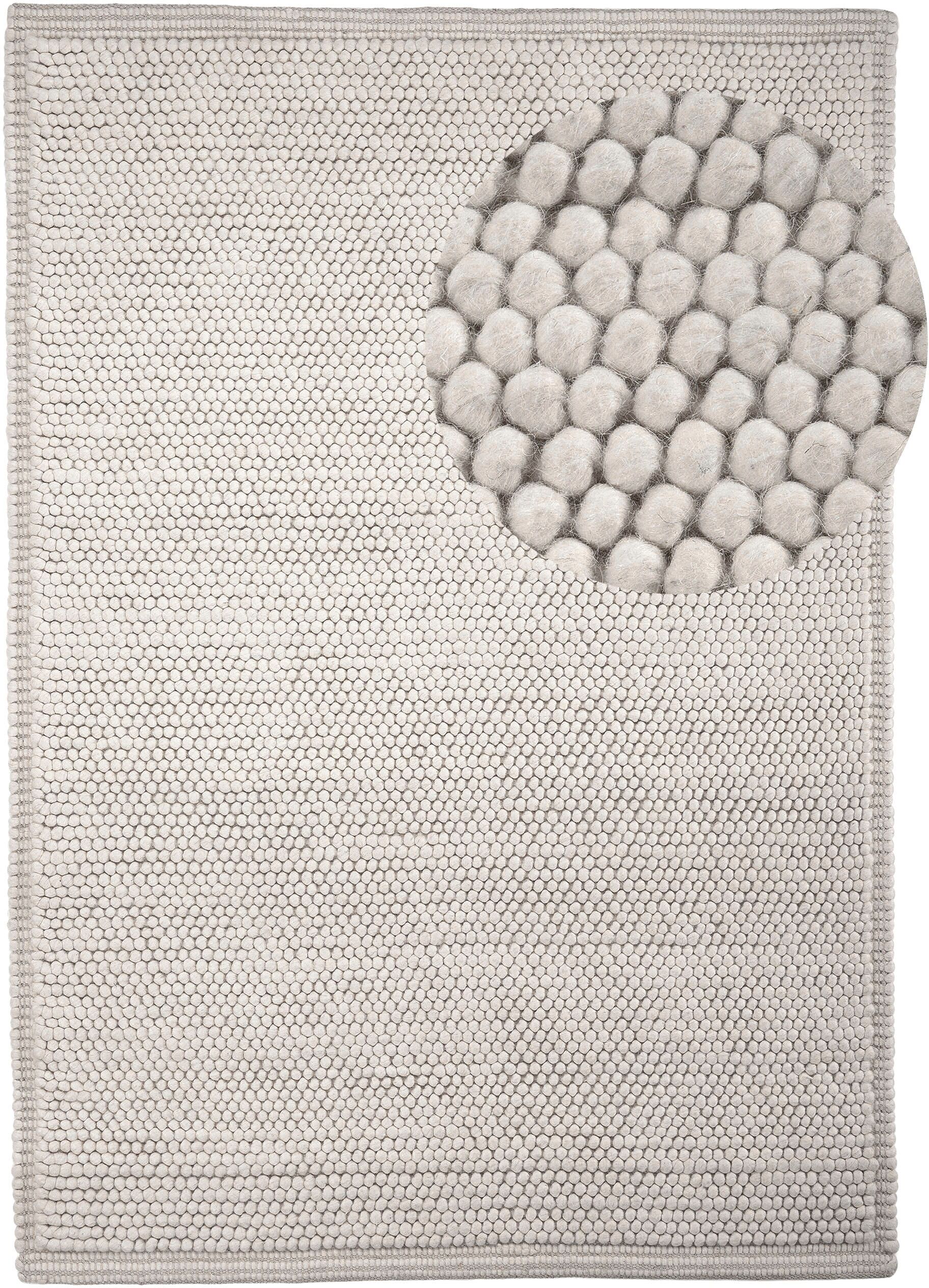 Wollteppich CARPETFINE "Seebu Loop", weiss (weiß), B:120cm H:10mm L:170cm, Schurwolle, Teppiche, Wollteppich, reine Schurwolle, Kurzflor, grobe Struktur weiß B : 120cm 1 Stk., 10mm, L: 170cm